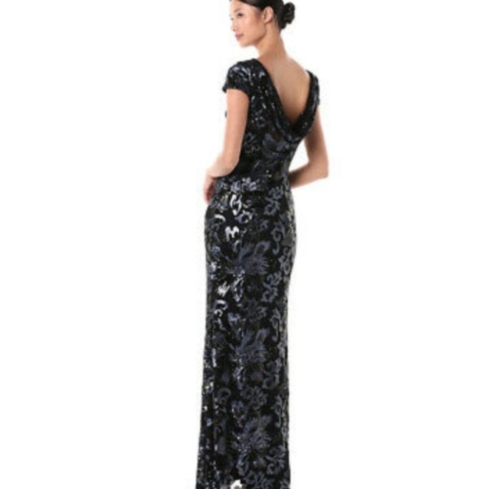 Calvin Klein cap sleeve sequin gown